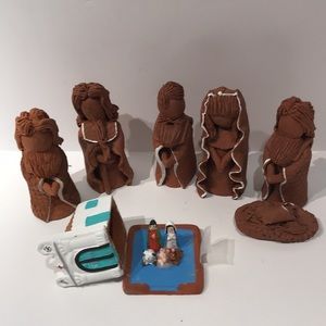Clay nativity scene beautiful detail primitive handmade primitive